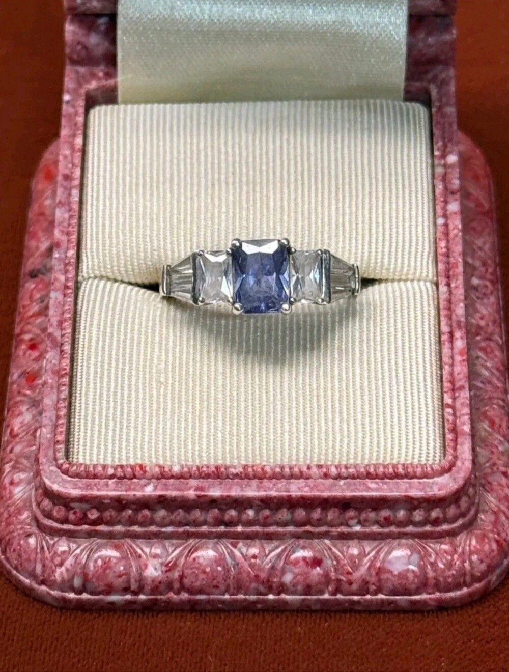 Sterling Silver Tanzanite & White Zircon Ring Sz 7